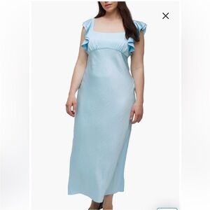 MADEWELL Flutter-Sleeve Clarity Blue Maxi Slip Dress